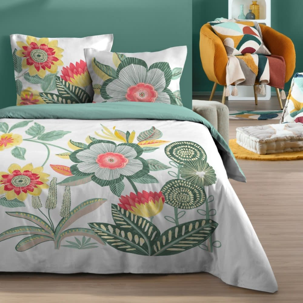 Parure de couette 100% coton 57 fils imprimée 240x220cm 2 taies