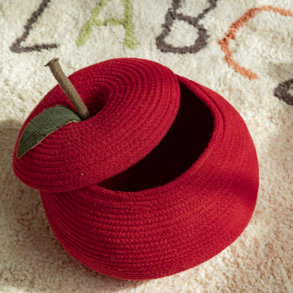Panier pomme en coton rouge 28x28x20 cm (Lorena Canals) - Image 2