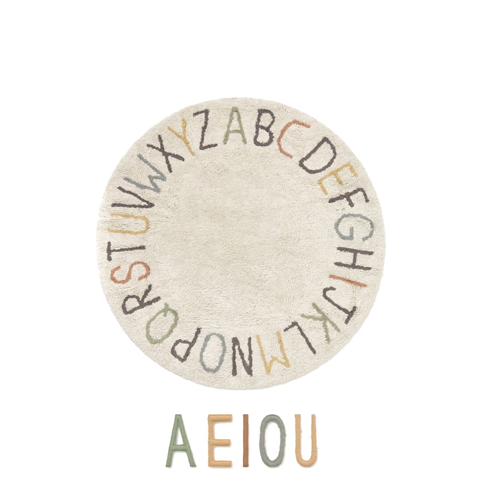 Tapis de jeu lavable abc en coton multicolore ∅120 cm