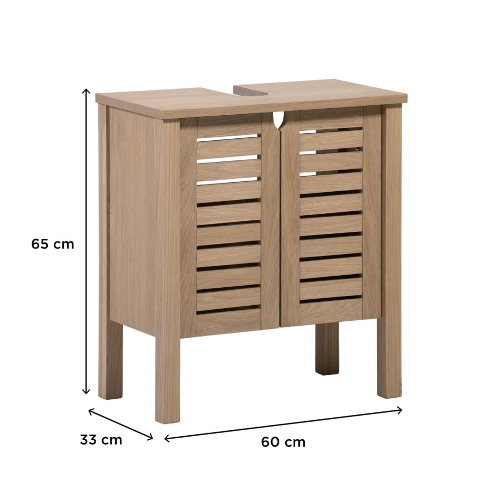 Waschtischunterschrank L.60 x H.65 x T.33 cm Eichenfurnier -