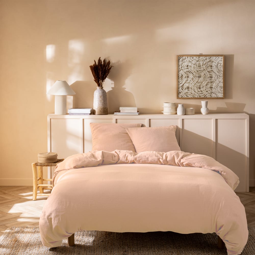 Housse de couette unie en coton Nude 200x200cm