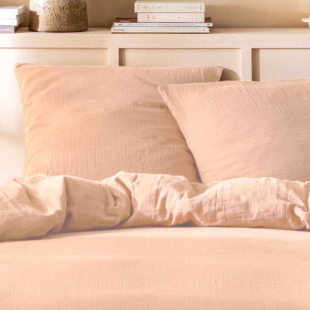 Housse de couette unie en coton nude 200x200cm — vue 4