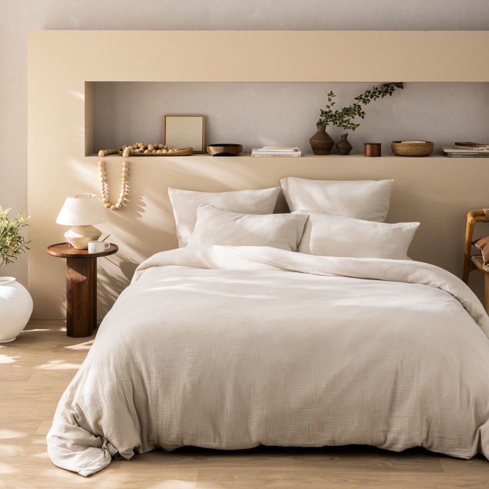 Housse de couette unie en coton naturel 140x200cm