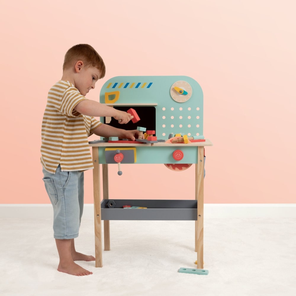 Kinder-Werkbank Holz FSC® Blau - Maisons Du Monde