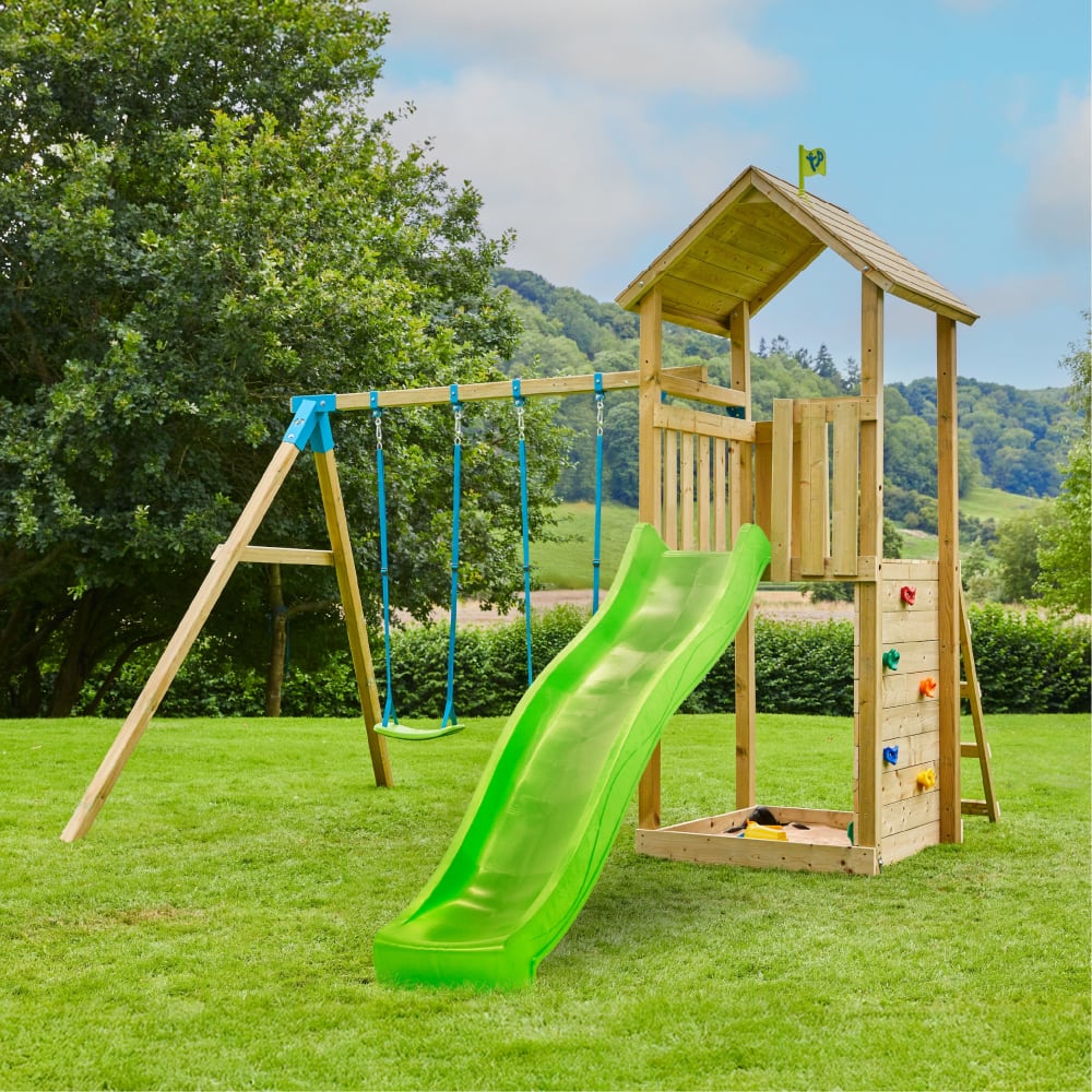 Spielanlage mit Plattform und Rutsche Holz FSC® Braun - Maisons