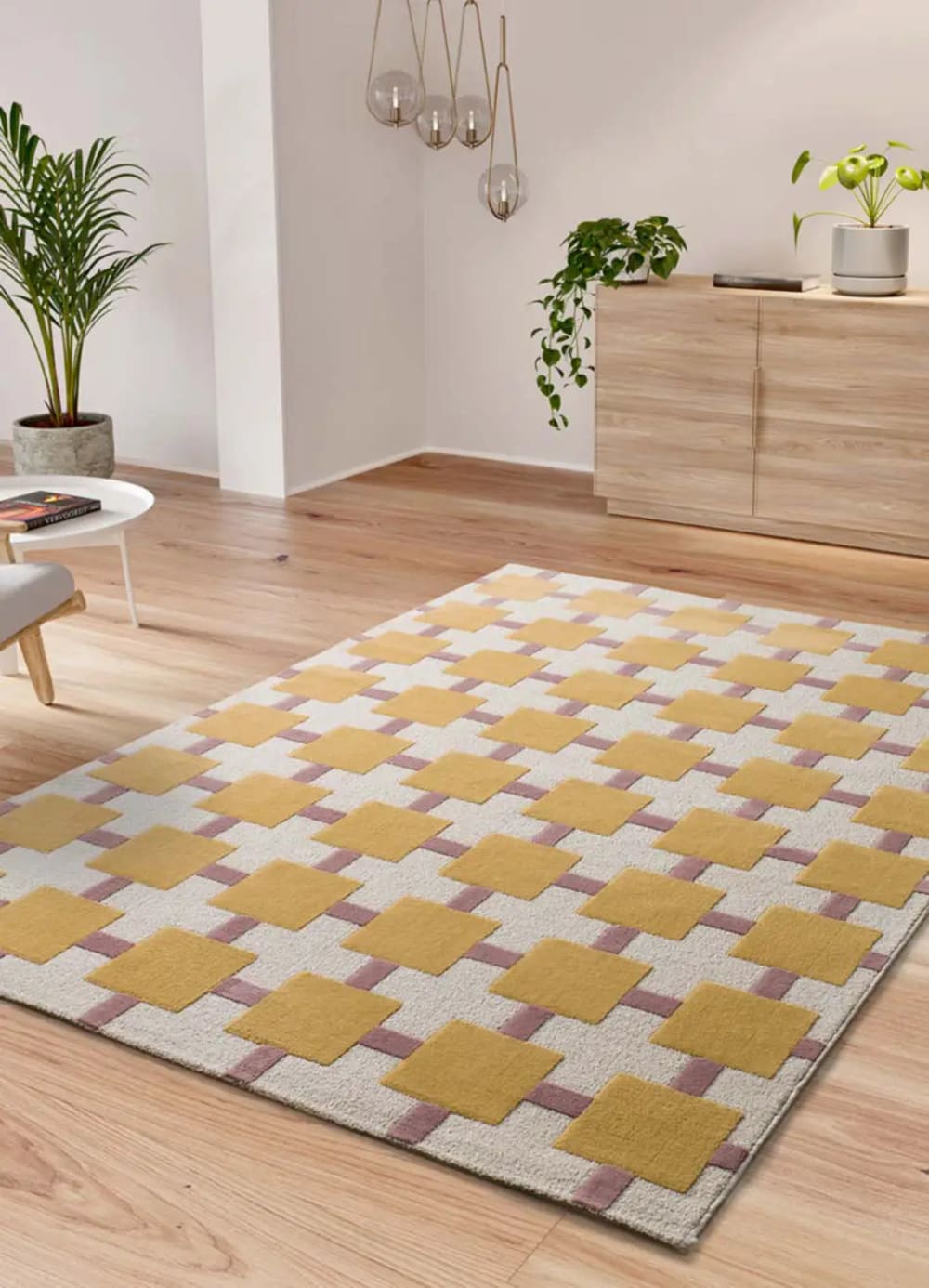 Tapis géométrique jaune foncé/rose 160x230 cm — vue 3