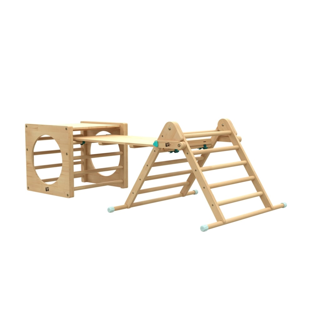 Active Tots Kletterwürfel mit Kletterdreieck und Rutsche Holz FSC Braun Braun Holz