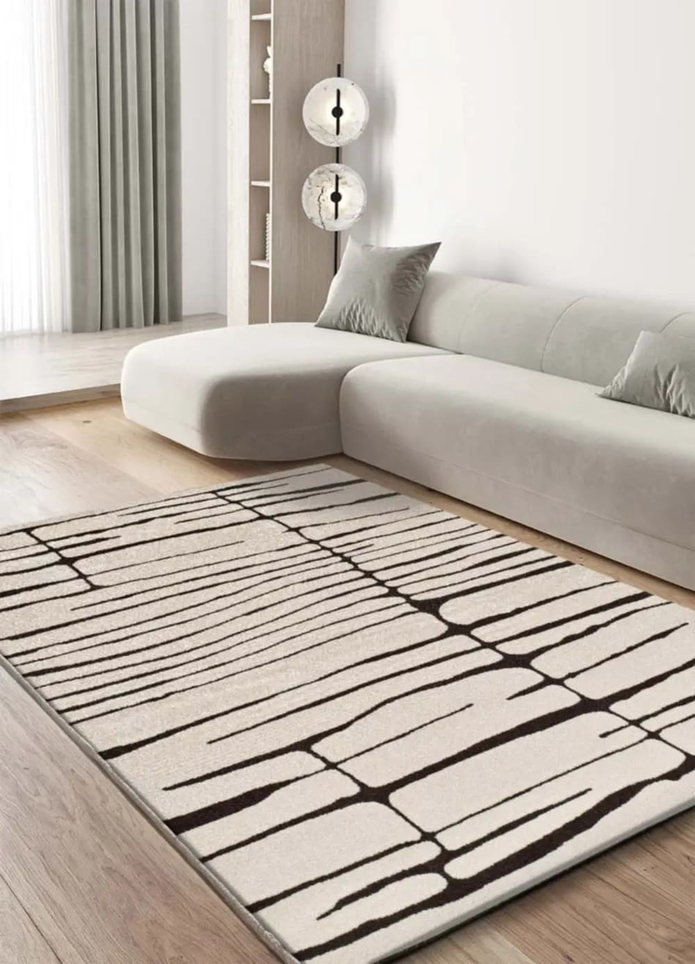 Tapis moderne blanc/noir 80x150 cm — vue 3