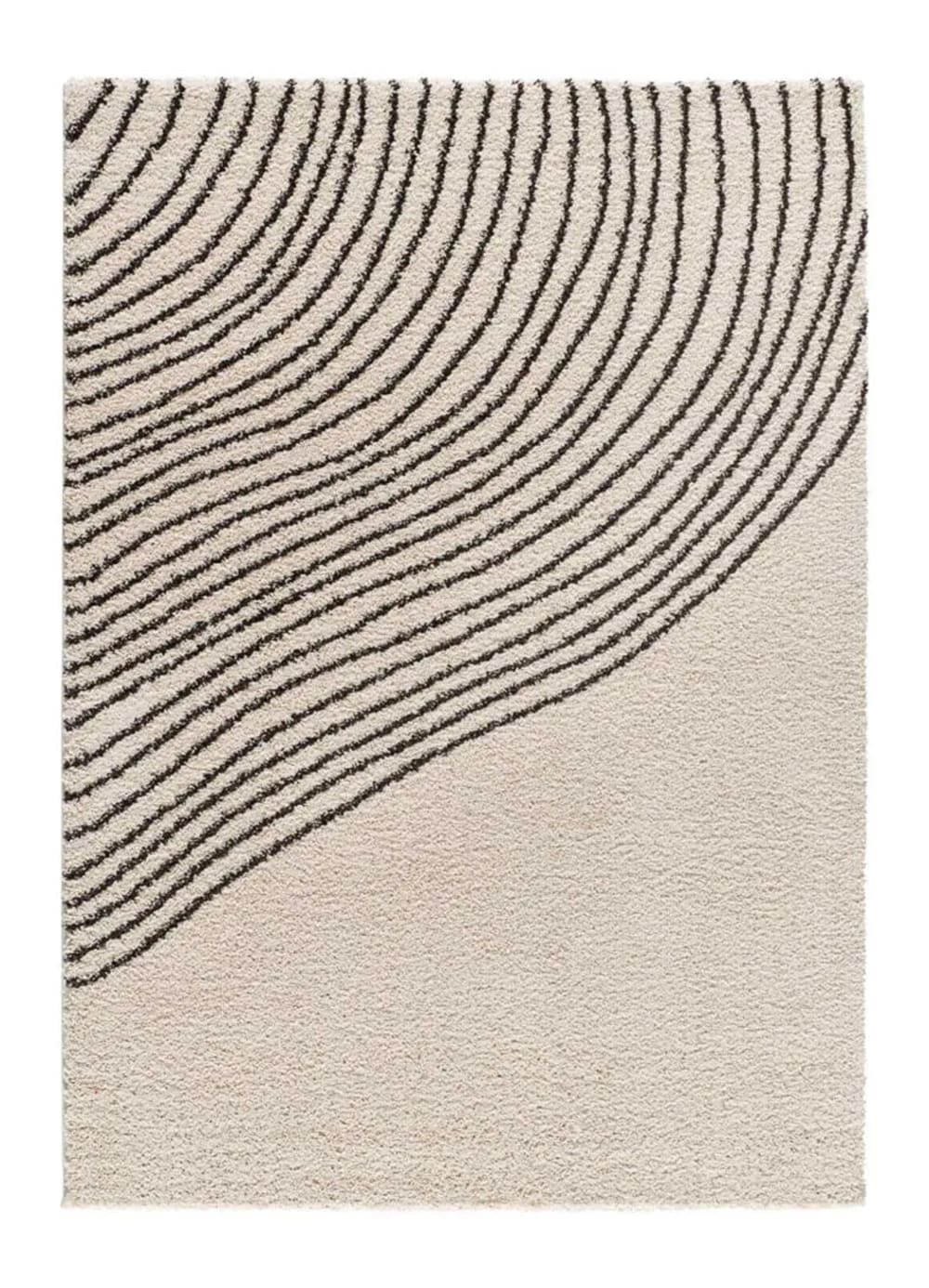 Tapis shaggy abstrait blanc/noir 140x200 cm
