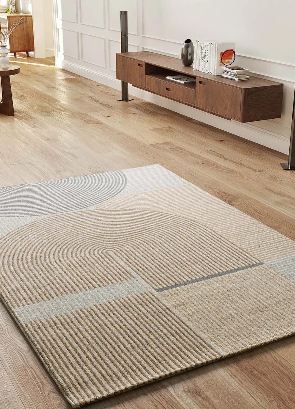 Tapis géométrique beige/gris 200x290 cm — vue 3