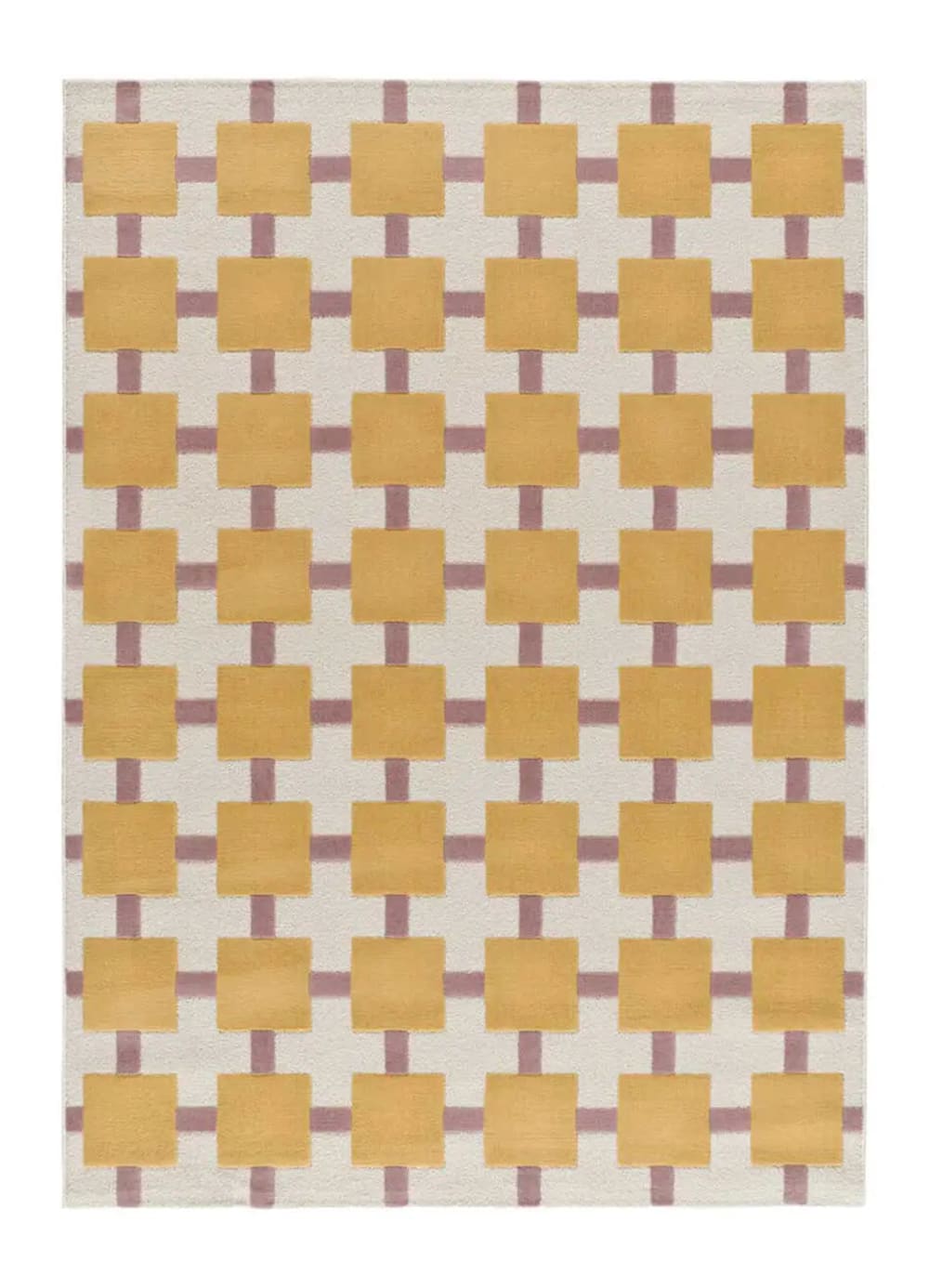 Kurzflorteppich, Geometrisch, dunkelgelb/rosa, 120x170 cm -