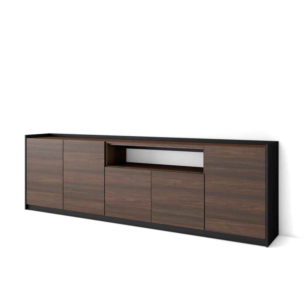 Sideboard Holzeffekt dunkle Eiche und schwarz 263x37x80cm -