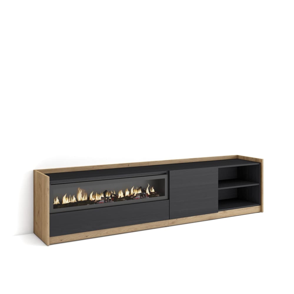 Meuble tv effet bois - feu