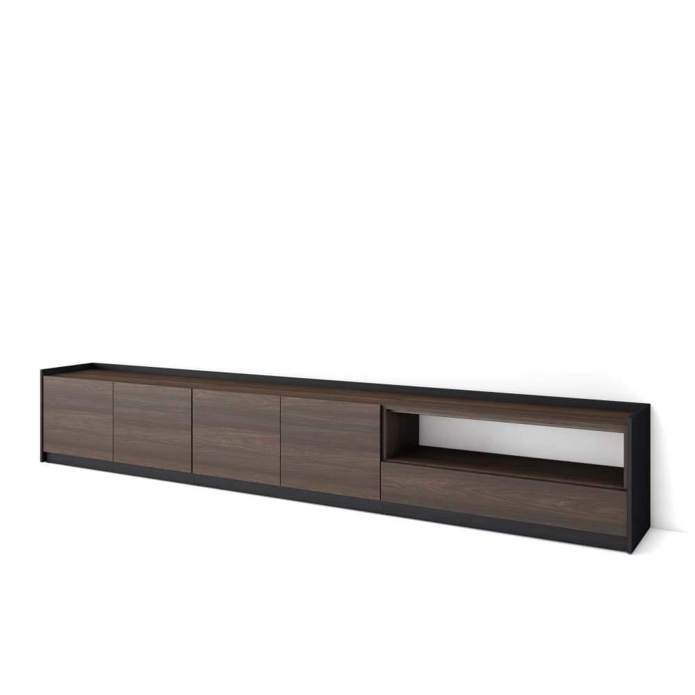 Meuble tv effet bois de chêne foncé et noir 310x37x50cm