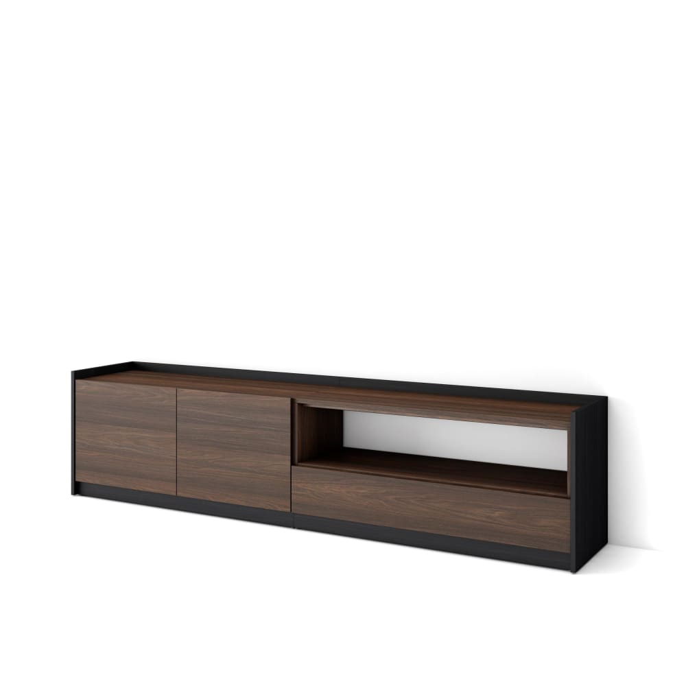 Meuble tv effet bois de chêne foncé et noir 208x37x50cm