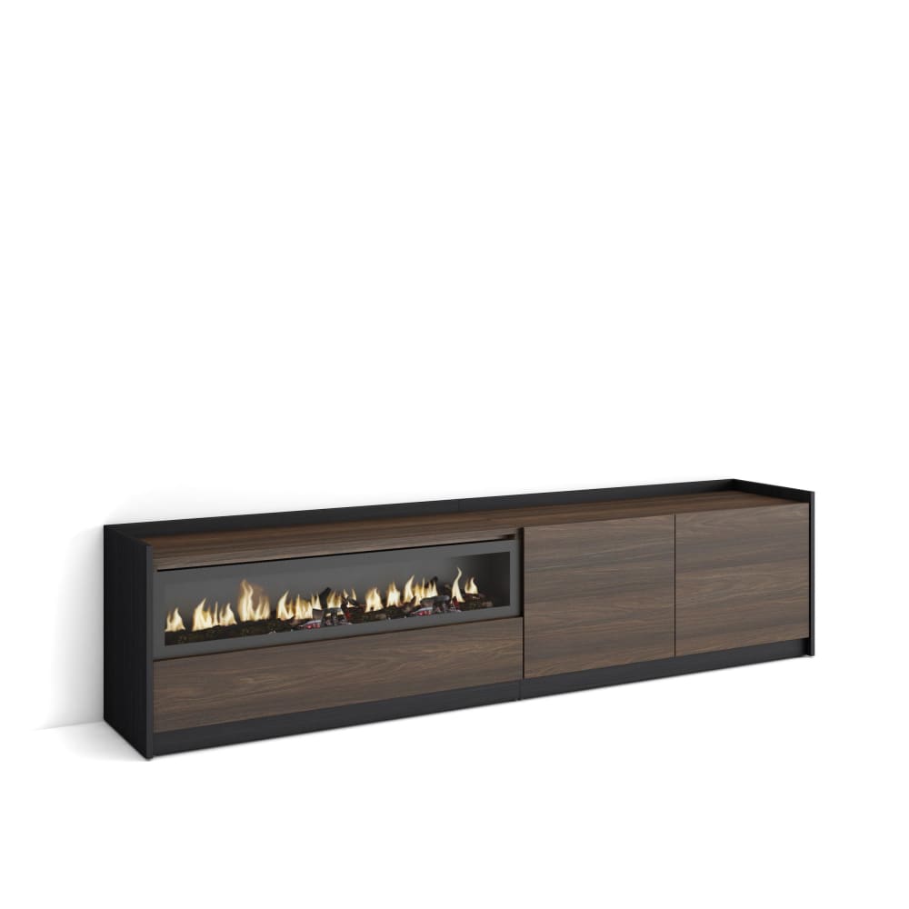 Meuble tv effet bois - feu