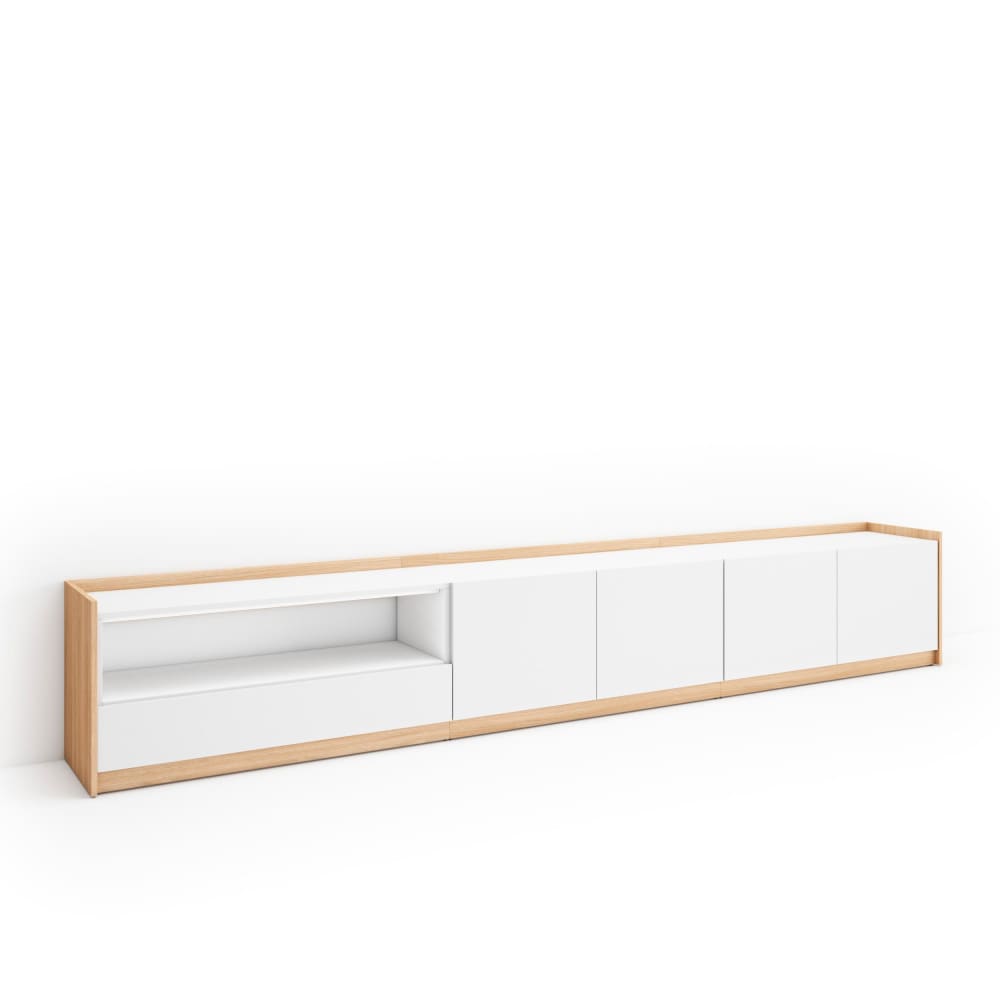 Meuble tv effet bois blanc et chêne 310x37x50cm