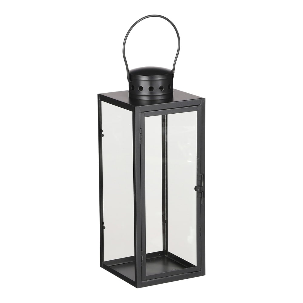 Mica Decorations Laterne Arzilla Schwarz Eisen H34.5xB13xL13.5cm style landhaus Schwarz Stahl