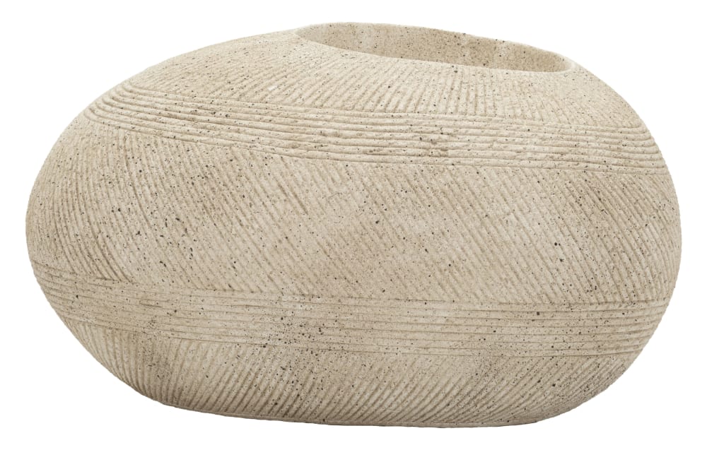 Vase d'extérieur beige en résine, 54,5 x 42,5 x 30 cm