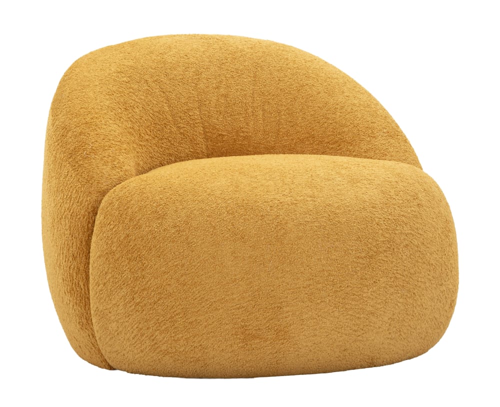 Fauteuil en tissu bouclé jaune 81x78x64 cm Fauteuil en tissu bouclé jaune 81x78x64 cm