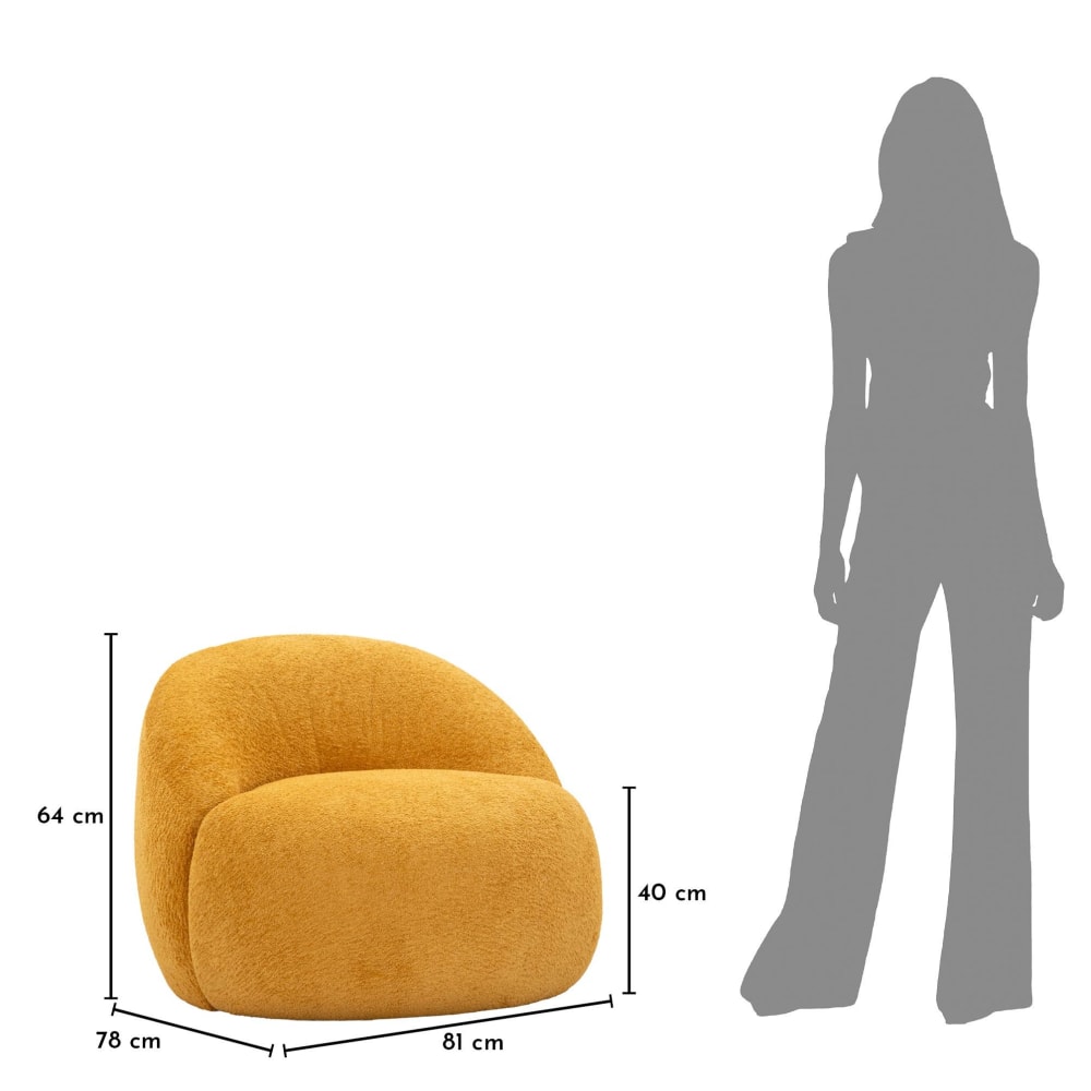 Fauteuil en tissu bouclé jaune 81x78x64 cm