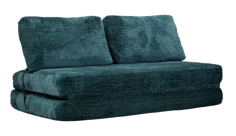 Canapé-lit en tissu bouclé compressé au vert 150x100x80 cm