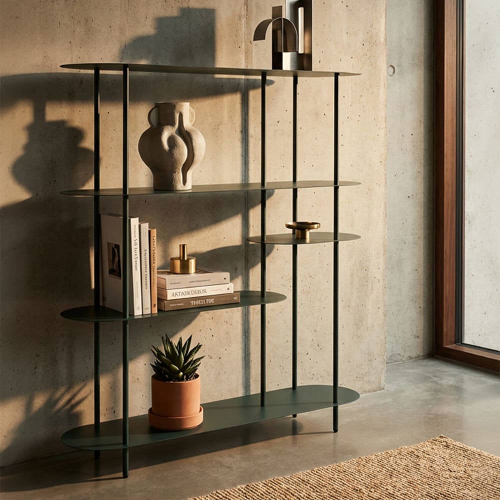 Mauro Ferretti Türkisfarbenes Metallbücherregal 118 x 31 x 139 cm style modern Grün Metall