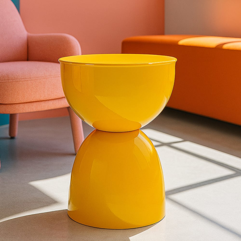 Mauro Ferretti Glänzender, senffarbener Couchtisch aus Metall, Ø 31 x 46 cm style modern Gelb Metall