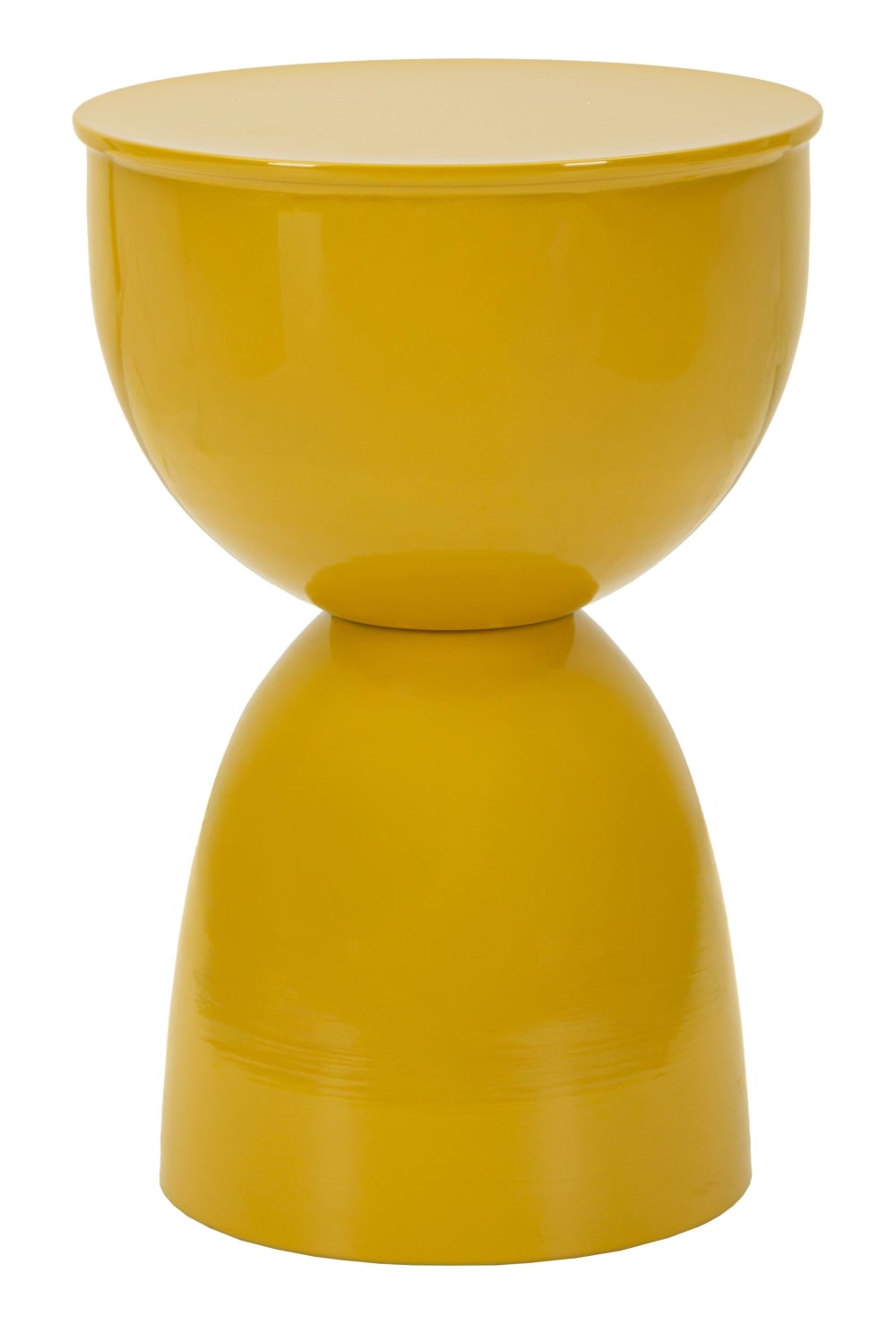 Table basse en métal moutarde brillant, Ø 31 x 46 cm
