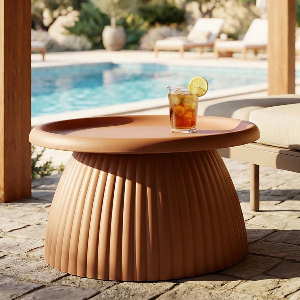 Mauro Ferretti Couchtisch aus ziegelrotem PP, Ø 70 x 35 cm style modern - Pvc - Polyvinlychlorid