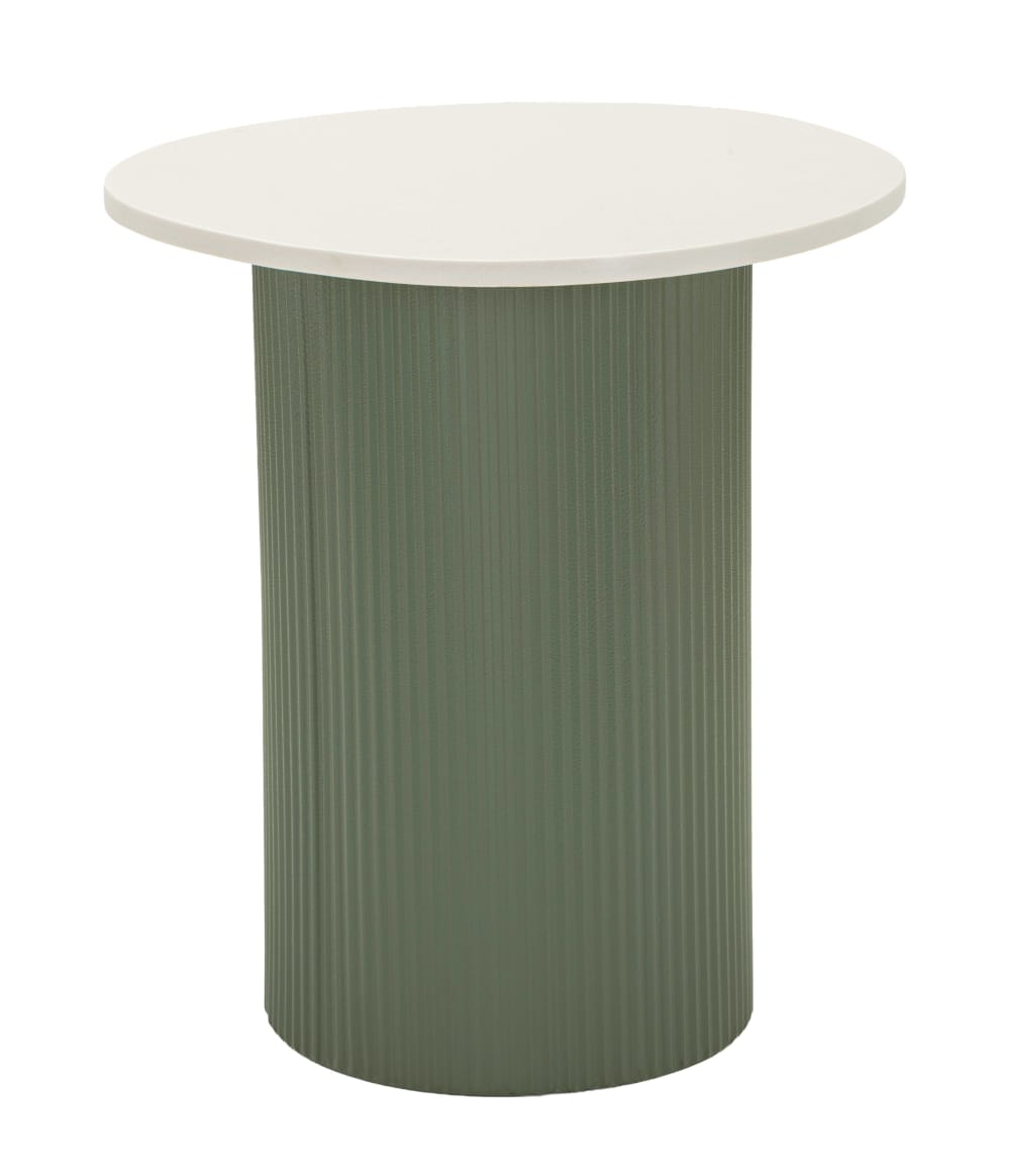 Table basse en métal vert et marbre, 40 x 42 x 45 cm
