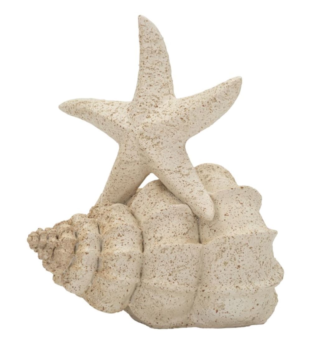 Beigefarbene, seesternförmige Kunstharzskulptur, 18 x 13 x 21,2