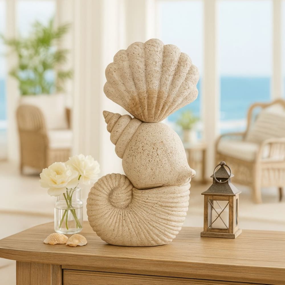 Mauro Ferretti Kunstharzskulptur in Form einer Muschel, 17,2 x 10 x 30,2 cm style modern Beige