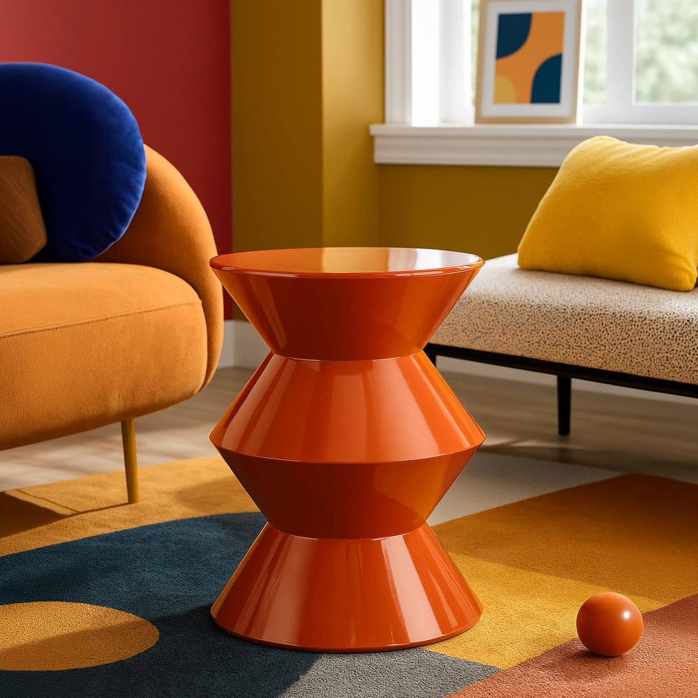 Mauro Ferretti Glänzender orangefarbener Couchtisch aus Metall, Ø 37,5 x 45 cm style modern orange Metall