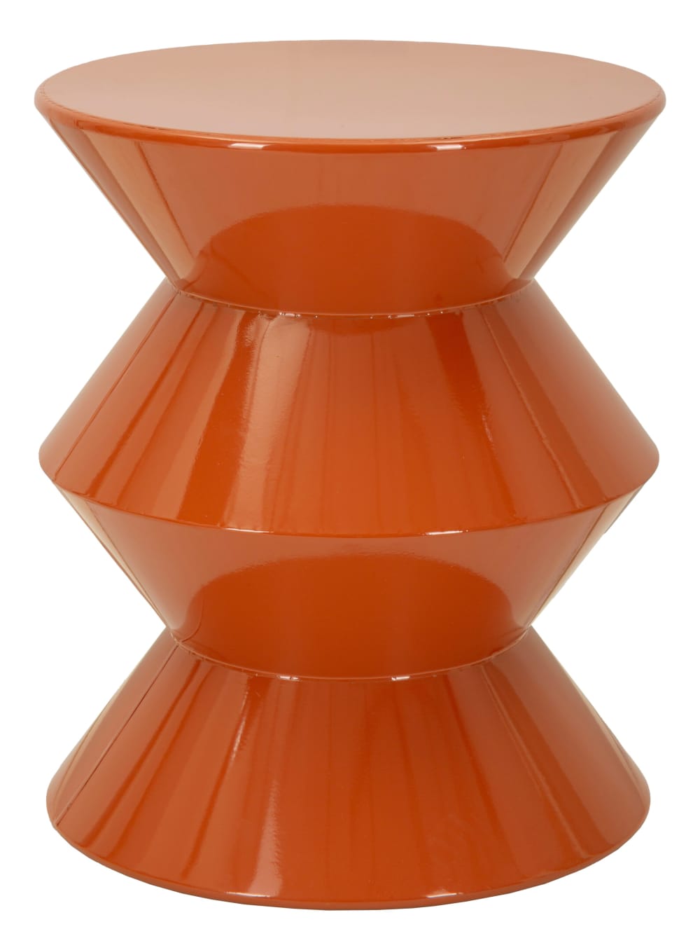 Glänzender orangefarbener Couchtisch aus Metall, Ø 37,5 x 45 cm -