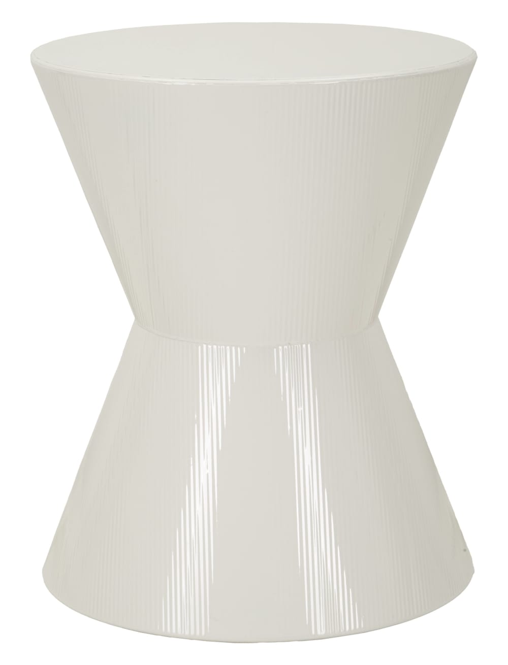 Table basse en métal blanc brillant, Ø 45 x 55 cm