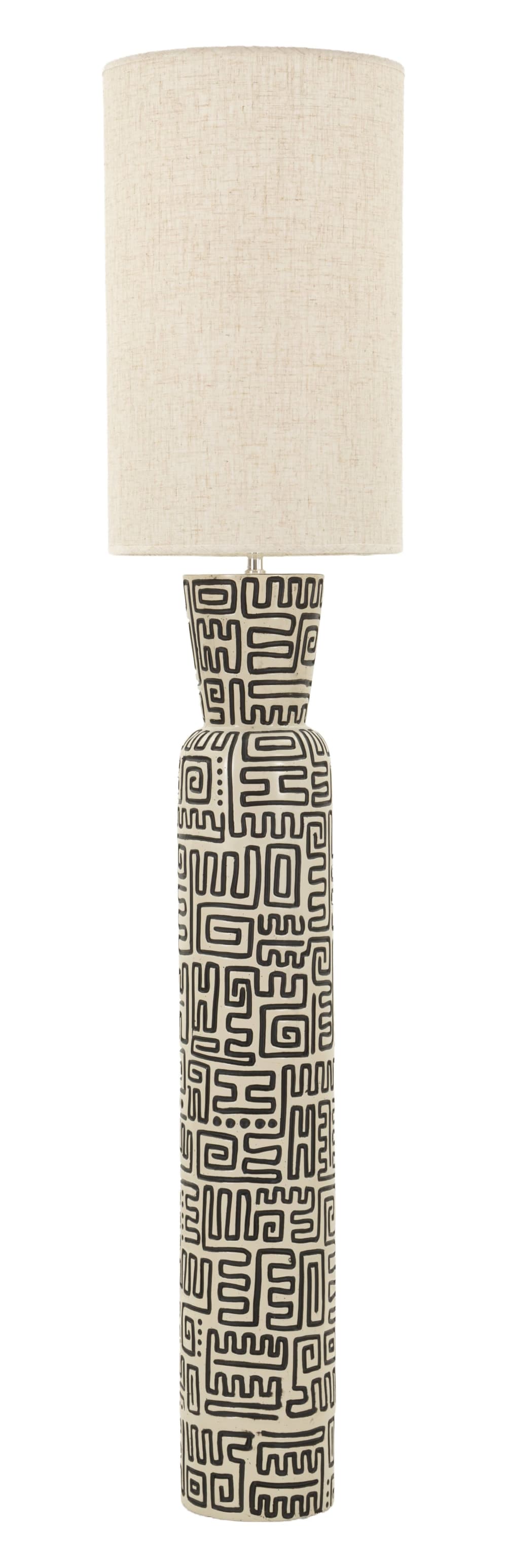 Lampadaire en résine beige avec décorations géométriques Ø 30×145
