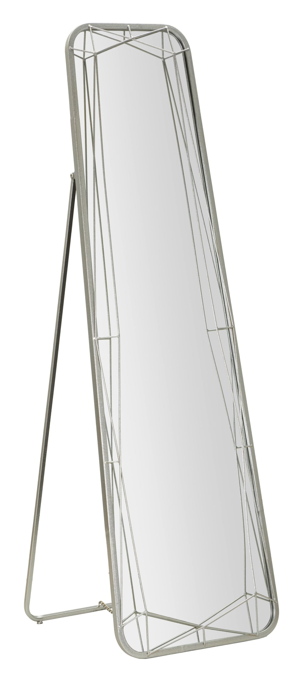 Miroir sur pied en métal argenté, 46 x 57 x 153 cm