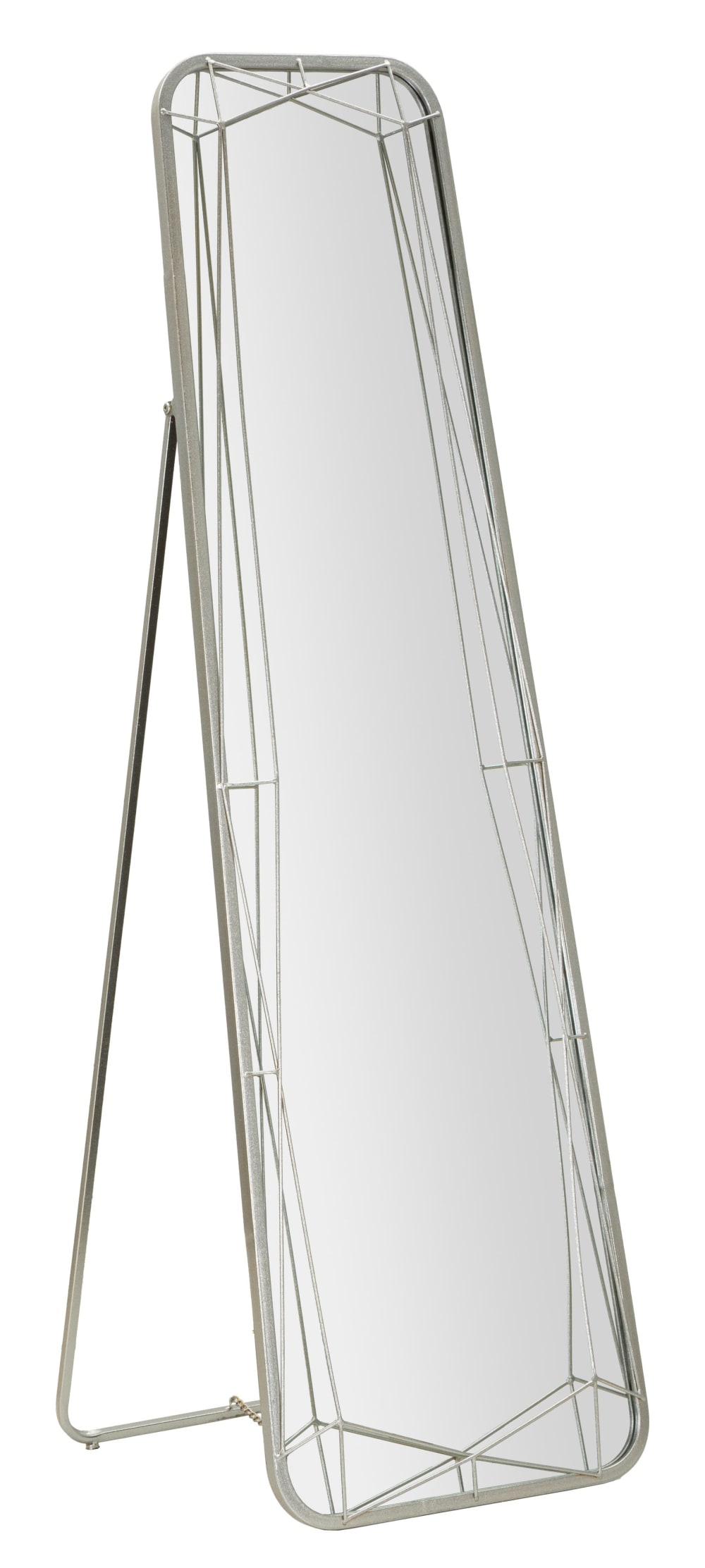 Standspiegel aus silberfarbenem Metall, 46 x 57 x 153 cm -