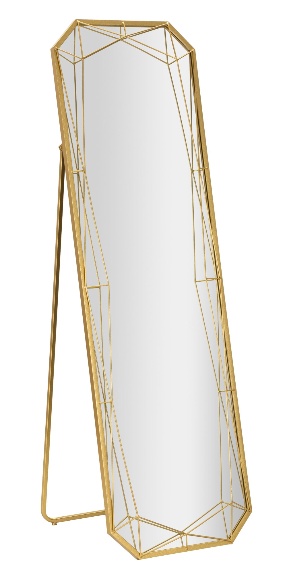 Standspiegel aus goldfarbenem Metall, 46x54x153 cm (geöffnete
