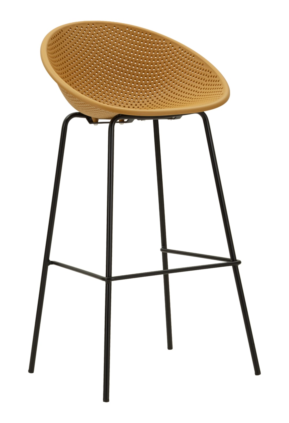 Tabouret de bar d'extérieur en plastique jaune, 50 x 50 x 98 cm