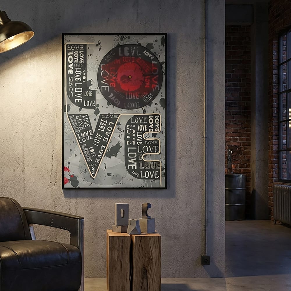 Mauro Ferretti Gemälde auf Leinwand mit LEDs, 60 x 3,5 x 90 cm style modern Schwarz Metall