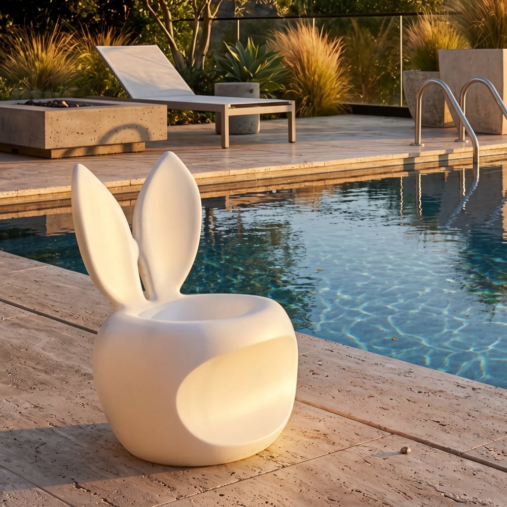 Mauro Ferretti Weißer PE-Gartenstuhl 57 x 55 x 79 cm style modern Weiß Pvc - Polyvinlychlorid