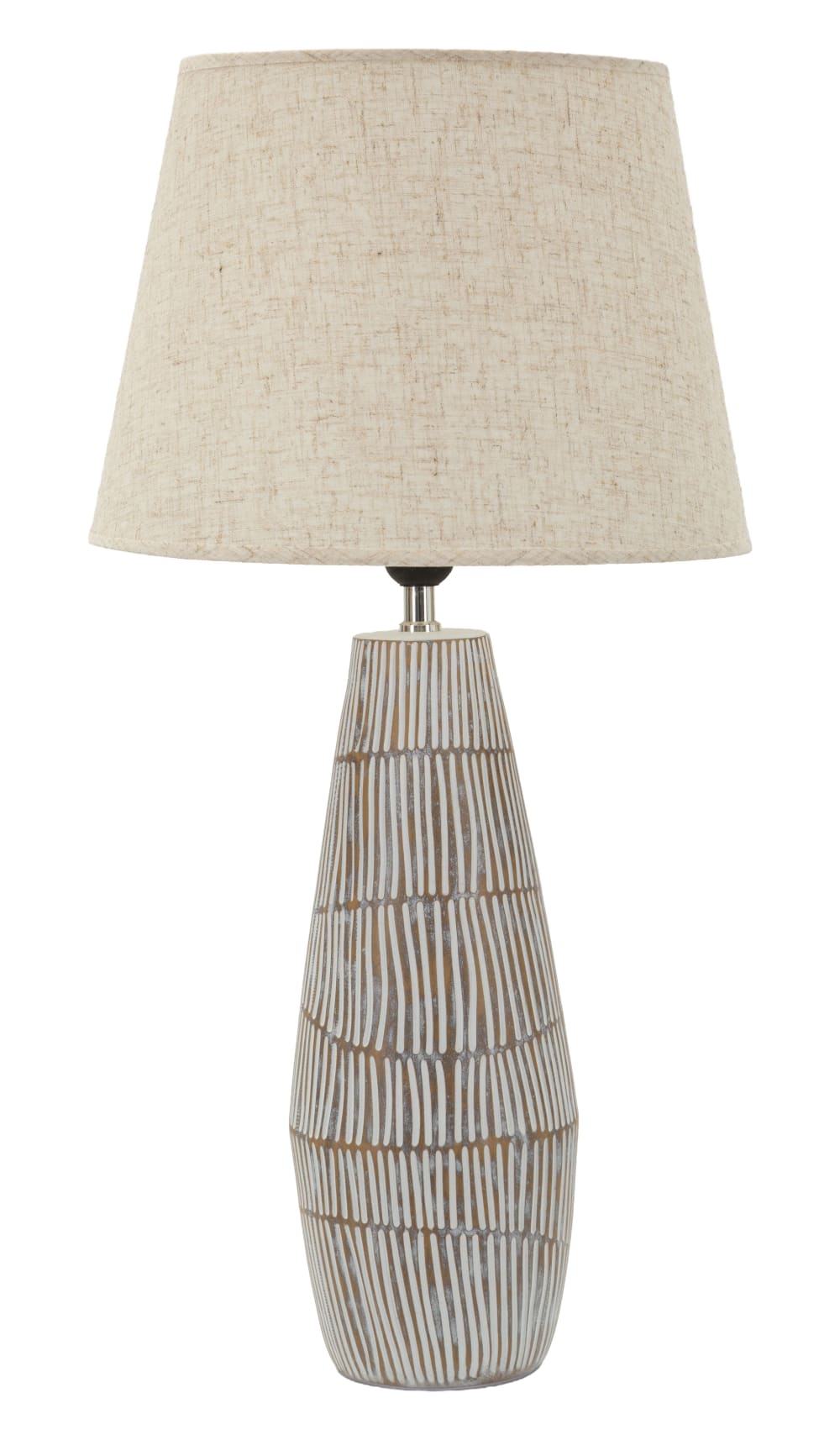 Lampe de table en résine beige avec abat-jour en tissu Ø 35×69,5