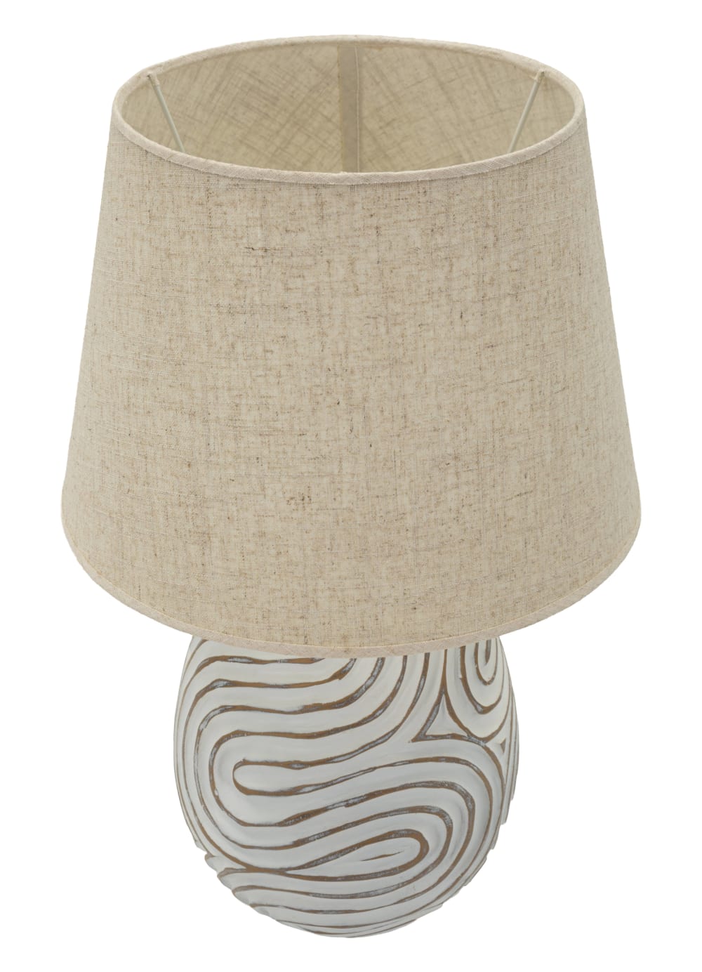 Lampe de table en résine beige avec abat-jour en tissu ø 35×55 — vue 3