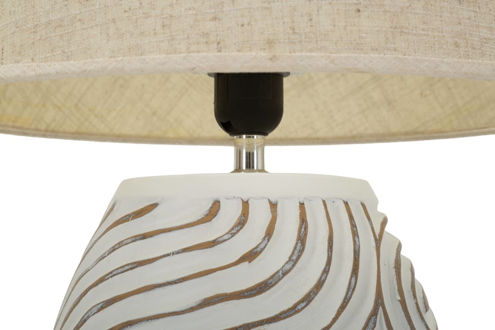 Lampe de table en résine beige avec abat-jour en tissu ø 35×55 — vue 4