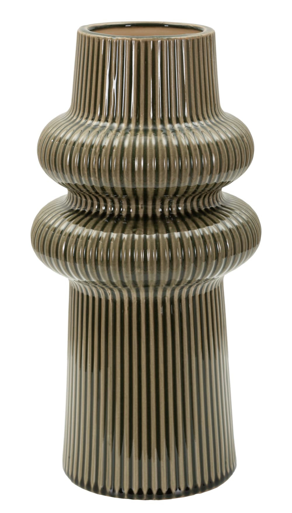 Dunkelgrüne Keramikvase Ø 18 x 36 cm - Maisons Du Monde