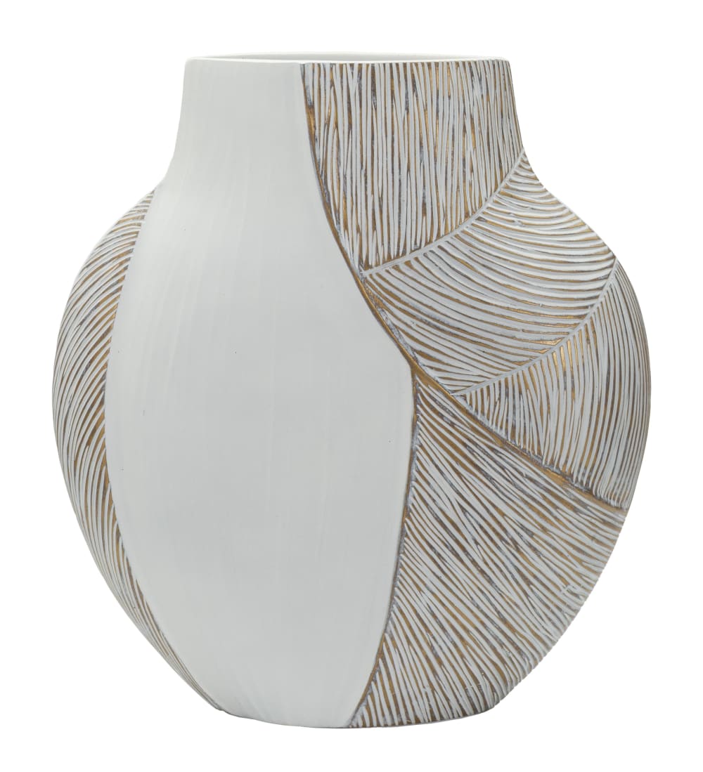 Vase en résine blanche 35 x 13,5 x 37,5 cm