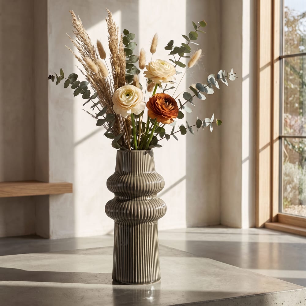 Mauro Ferretti Dunkelgrüne Keramikvase Ø 13x25 cm style modern - Keramik