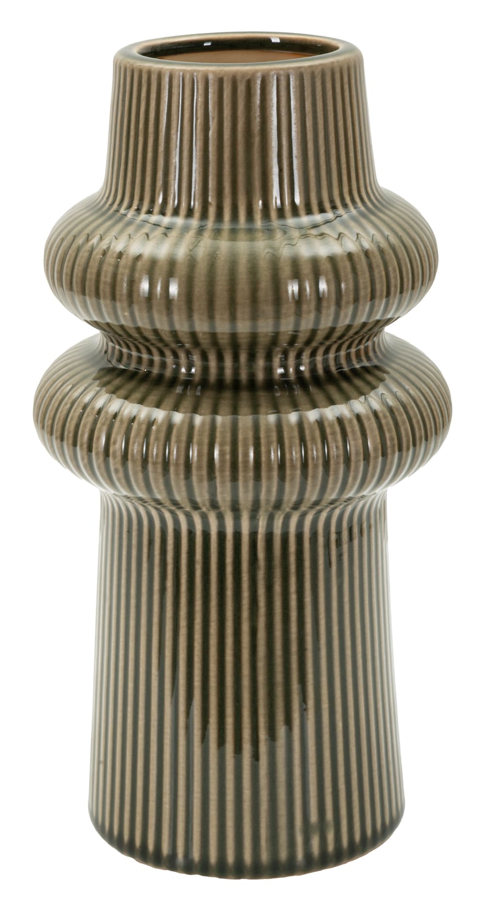 Dunkelgrüne Keramikvase Ø 13x25 cm - Maisons Du Monde